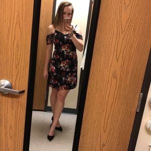 Express black dress with floral print